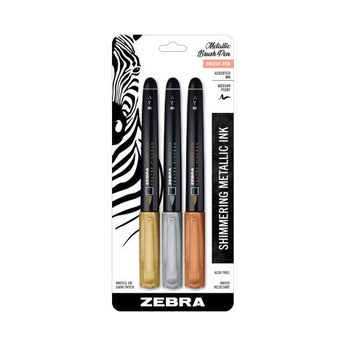 ZEBRA METALLIC BRUSH PEN 3PK