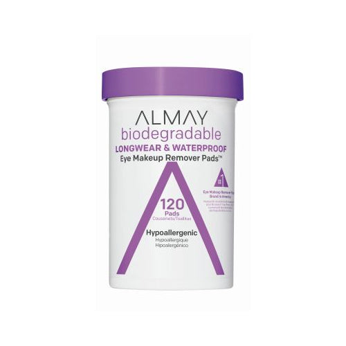 Almay Biodegradable Longwear & Waterproof Eye Makeup Remover Pads, 120 Pads