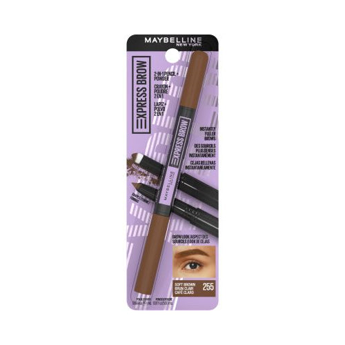 Maybelline Express Brow 2-In-1 Pencil and Powder, Eyebrow Makeup, Soft Brown, 0.02 fl. oz.