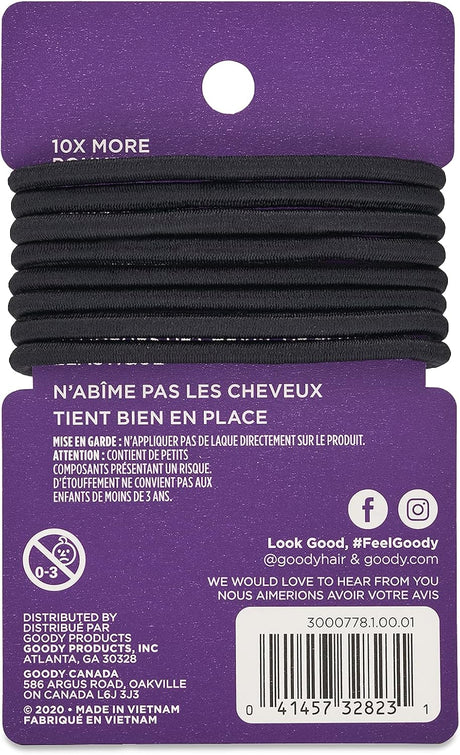 Goody Classics Ouchless Elastic Ponytail Holders, Extra-Thick - Black, 18 count