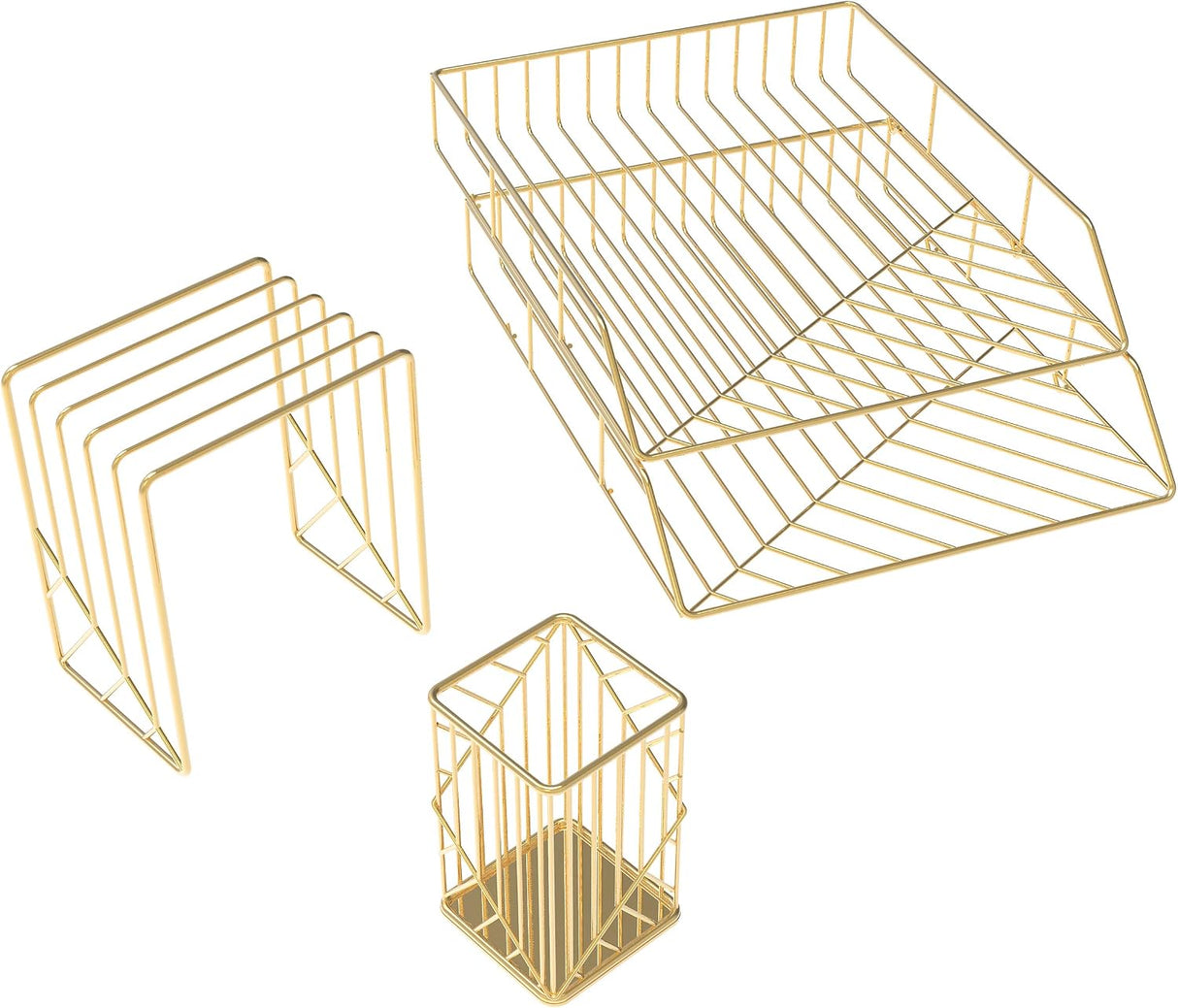 U BRANDS Metal Desk Organization Kit - Gold, 3 count