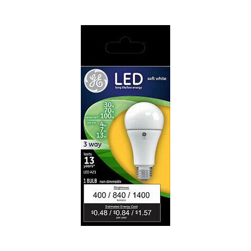 GE 4/7/13W A21 3-Way LED Soft White Light Bulb