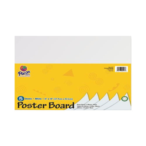 Pacon Poster Board 5-Sheet Pack  11  x 15   White