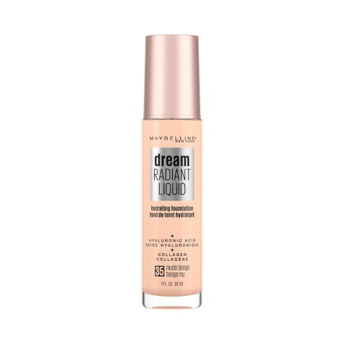 Maybelline Dream Radiant Liquid Medium Coverage Hydrating Foundation, Nude Beige, 1 fl. oz.