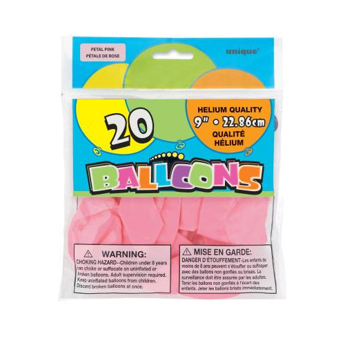 BALLOONS PETAL PINK 20CT 9IN