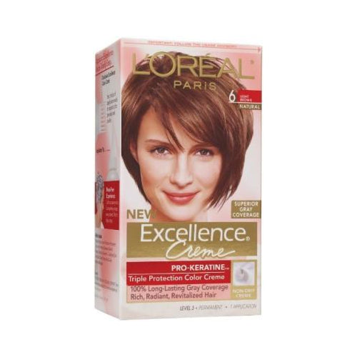 L'Oreal Paris Excellence Crme Permanent Triple Protection Hair Color, 6 Light Brown, 1 kit