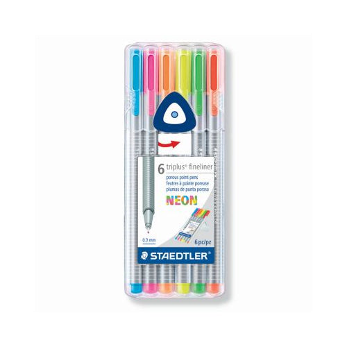 FINELINER TRIPLUS NEON 6PC BOX