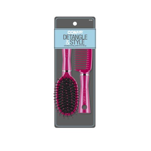 Conair Styling Essentials Mid-Size Cushion Brush And Comb Set