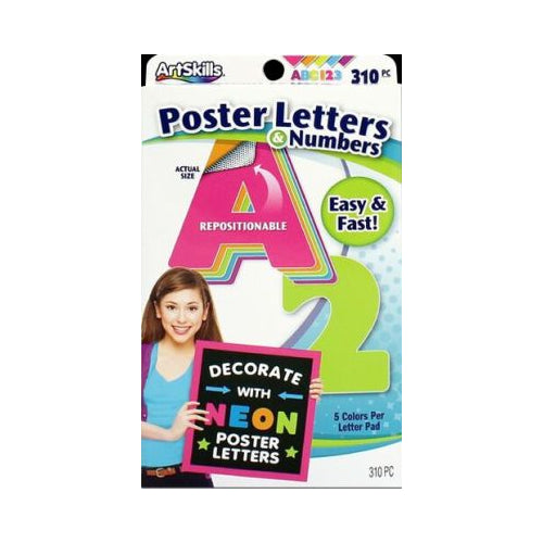 ArtSkills 2.5  Paper Letters and Numbers for Kids Posters  School and Craft Projects  Neon Colors  310pc