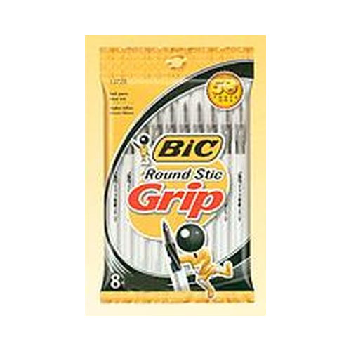 PENS BIC ROUND STIC 8PK BLACK