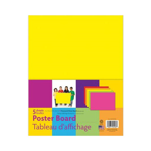 Pacon® Poster Board 5-Sheet Pack  11  x 15   Assorted Fluorescent