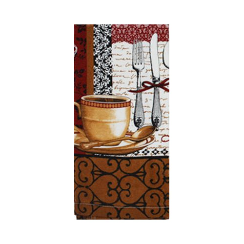 J&M Home Fashions Printed Terry Kitchen Towel, 16" x 26", Coffee Time