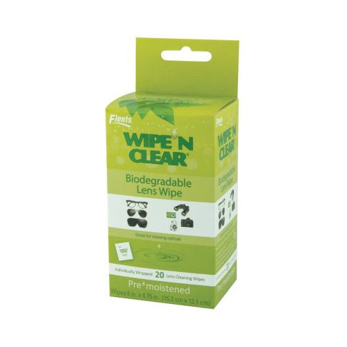 Flents Wipe 'N Clear Biodegradable Premoinstened Lens Wipes, 20 Count