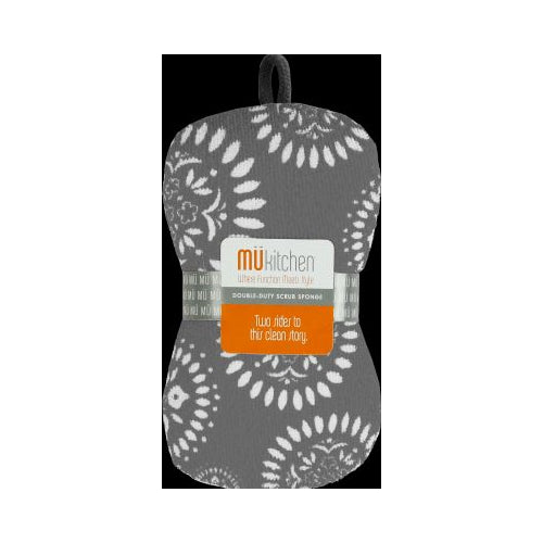 MUkitchen Designer Print Double Duty Scrub Sponge - Medallion Gray