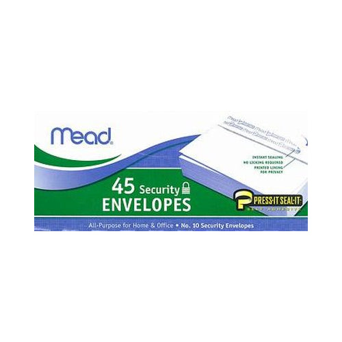 Mead Press-It Seal-It Security Envelopes 4-1/4  x 9-1/8,White - 45 ct