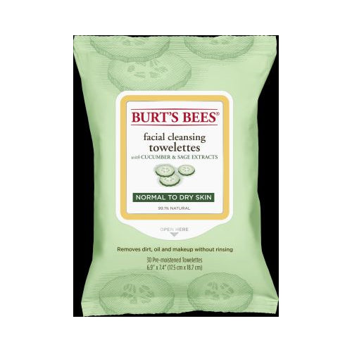 Burt's Bees Facial Cleansing Towelettes, Cucumber & Mint, 30ct