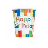 CUP 8CT BLDNG BLCKS BDAY 9OZ