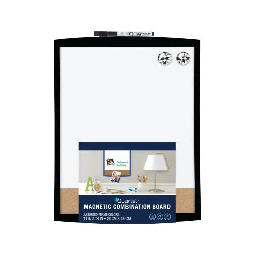 Quartet Magnetic Combination Board, Dry-Erase & Cork, 11" x 14", Curved Frame