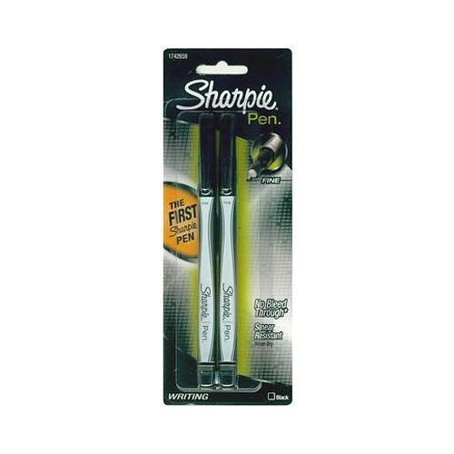 Sharpie 0.8 mm Fine Point Pens, Black, 2 Count