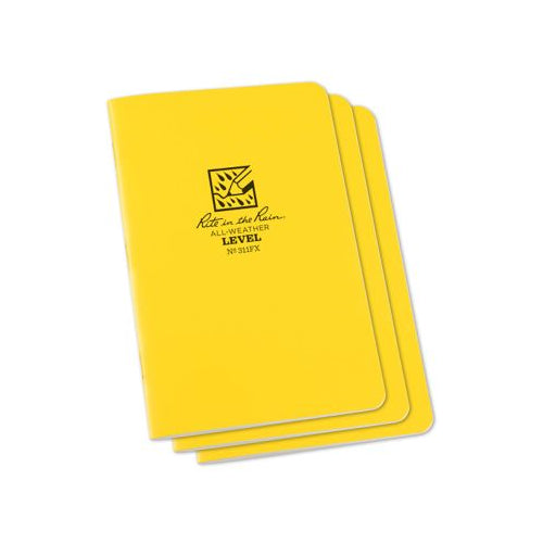 Rite in the Rain All-Weather Stapled Notebook, 4 5/8" x 7", Yellow Cover, 3-pack