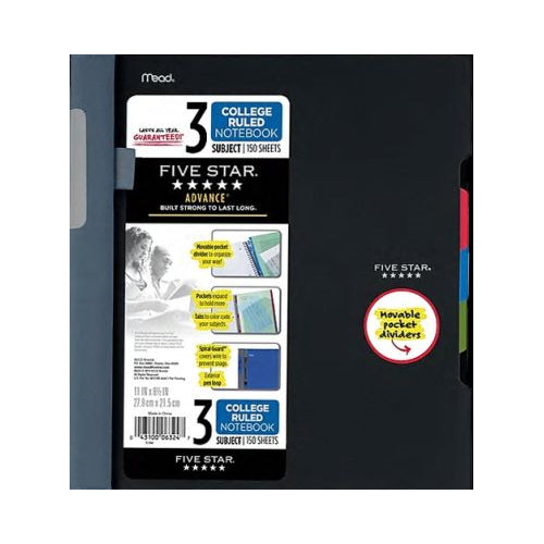 Five Star Advance Wirebound Notebook, 3 Subject