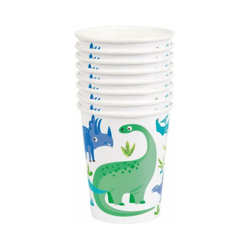 Blue & Green Dinosaur 9oz Paper Cups, 8 count