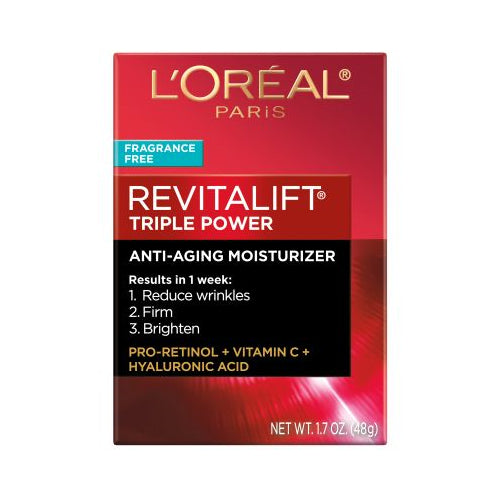 L'Oreal Paris Revitalift Triple Power Face Moisturizer, Fragrance Free, , 1.7 oz.