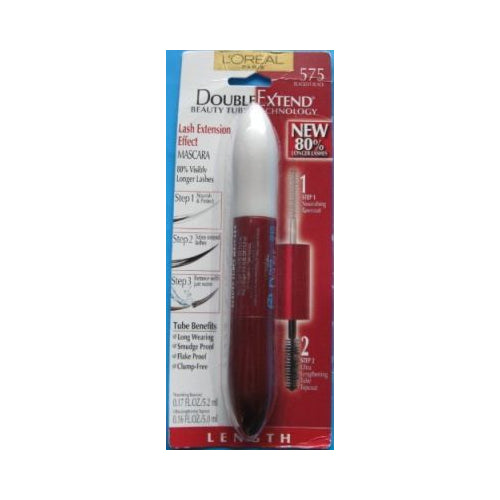 L'Oreal Paris Double Extend Beauty Tubes Lengthening Mascara, Blackest Black, 0.33 fl. oz.