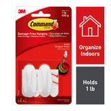 Command Small Designer Wall Hooks - White, 2 Hooks + 4 Strips
