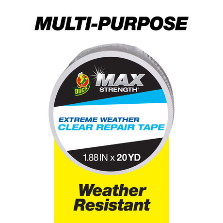 DUCK Max Strength Extreme Weather Duct Tape - Clear, 1.88" x 20 yds