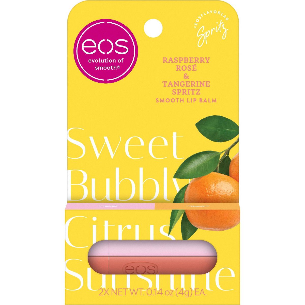 eos Limited Edition Lip Balm - Raspberry Rosé & Tangerine Spritz, 2 count