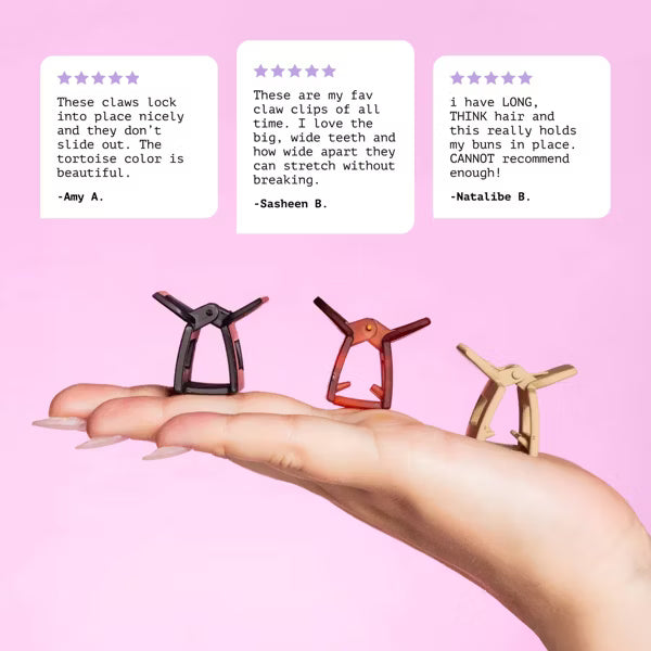 GIMME Fine Hair Square Wings Claw Clips - Assorted Neutrals, 6 count