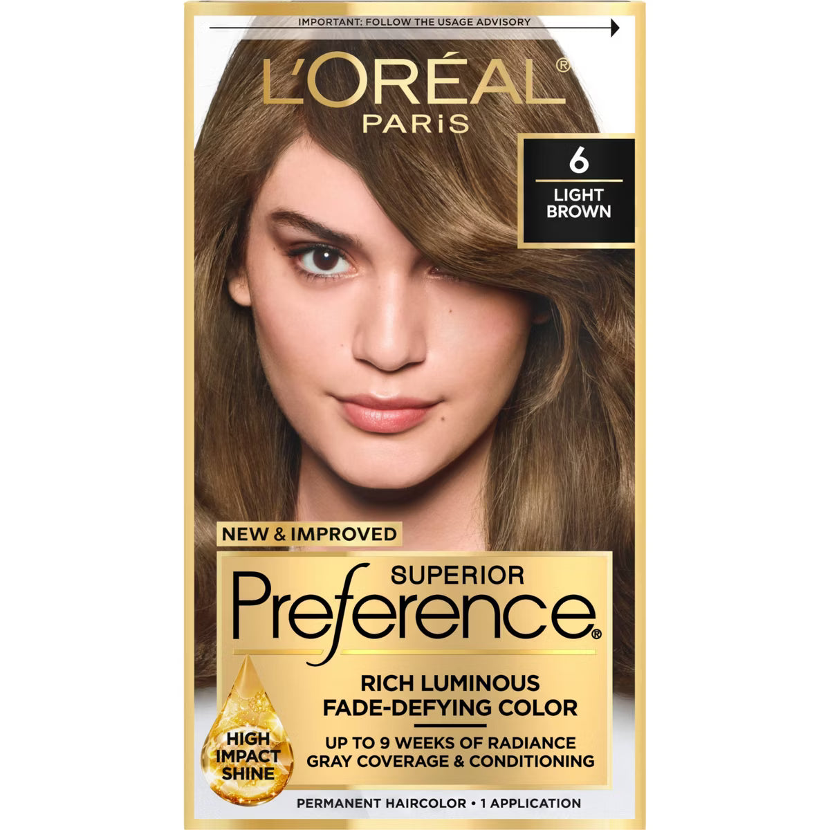 L'ORÉAL PARIS Superior Preference Permanent Hair Color, 6 Light Brown, 6.5 fl. oz.