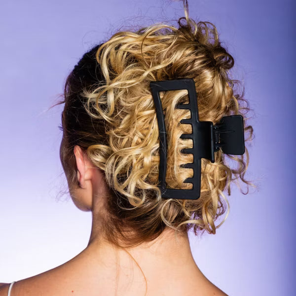 GIMME Thick Hair Extra Large Rectangle Double Teeth Claw Clip - Black, 1 count
