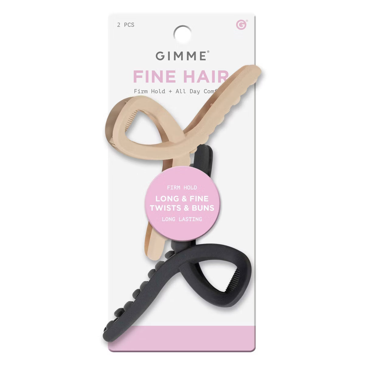 GIMME Fine Hair Loop Claw Clip - Tan and Black, 2 count