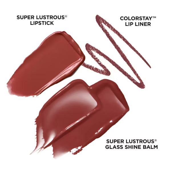 REVLON Liner, Lipstick & Balm Lip Kit - Rum Raisin Gift Set, 3 count