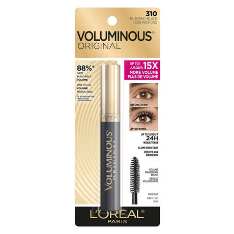 L'ORÉAL PARIS Voluminous Original Washable Bold Eye Mascara, 310 Blackest Black, 0.28 fl. oz.