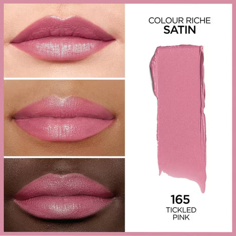 L'ORÉAL PARIS Colour Riche Original Satin Lipstick for Moisturized Lips, 165 Tickled Pink, 0.13 oz.