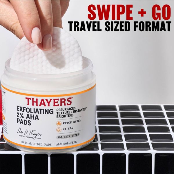 Thayers Natural Remedies Exfoliating AHA Face Pads, 60 count