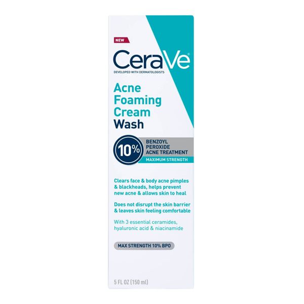 CeraVe Acne Control Foaming Face Cleanser - 10% Benzoyl Peroxide, 5 oz