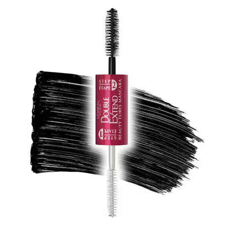 L'ORÉAL PARIS Double Extend Beauty Tubes Lengthening Mascara and Basecoat, 570 Black, 0.33 fl oz
