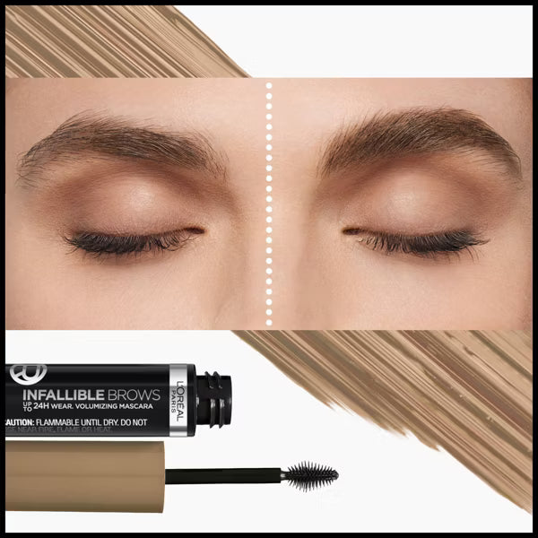L'ORÉAL PARIS Infallible Volumizing 24H Wear Brow Mascara, 007 Blonde, 0.13 fl oz