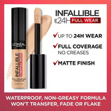 L'ORÉAL PARIS Infallible Full Wear Concealer Waterproof, Full Coverage, 360 Cashmere, 0.33 fl. oz.