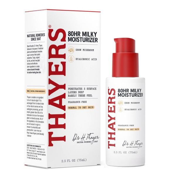 Thayers Remedies 80 Hour Hydrating Milky Liquid Moisturizer with Hyaluronic Acid, 2.5 oz
