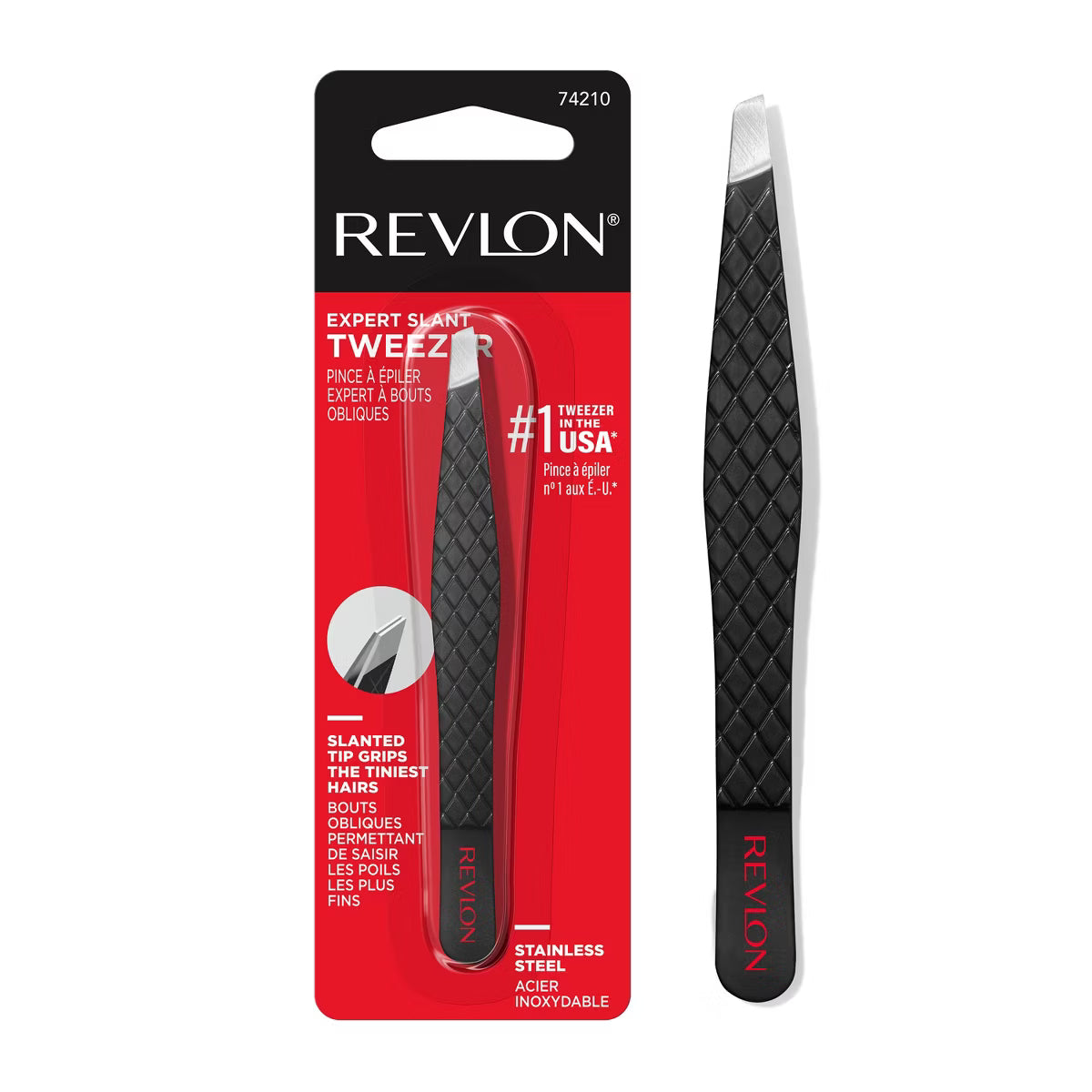 REVLON Stainless Steel Slant Tip Tweezer