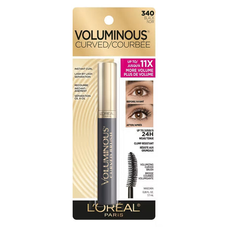L'ORÉAL PARIS Voluminous Original Washable Curved Brush Eye Mascara, 340 Black, 0.28 fl. oz.