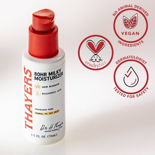 Thayers Remedies 80 Hour Hydrating Milky Liquid Moisturizer with Hyaluronic Acid, 2.5 oz
