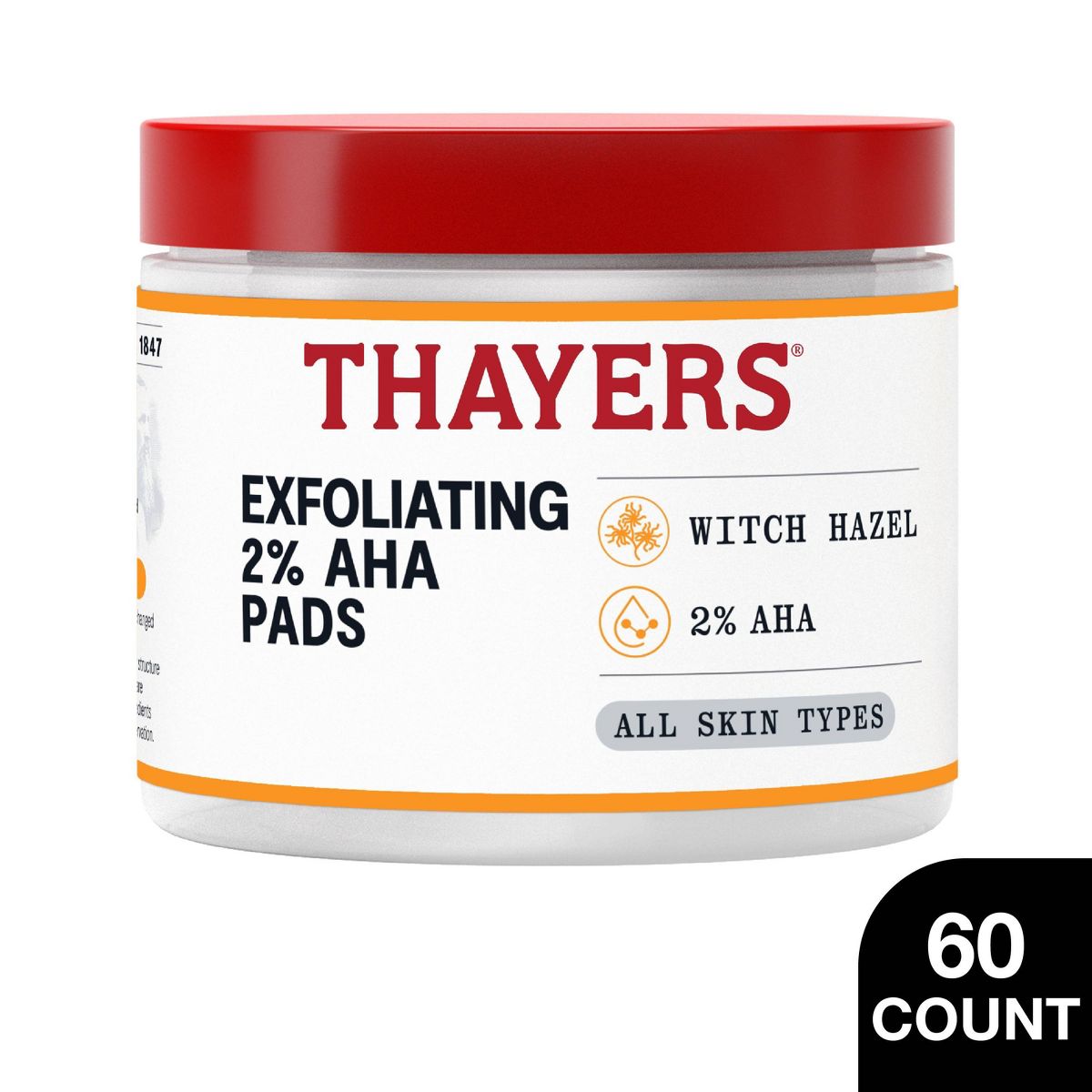 Thayers Natural Remedies Exfoliating AHA Face Pads, 60 count
