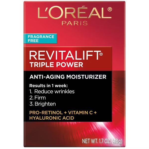 L'ORÉAL PARIS Revitalift Triple Power Face Moisturizer, Fragrance Free, 1.7 oz.