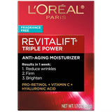 L'ORÉAL PARIS Revitalift Triple Power Face Moisturizer, Fragrance Free, 1.7 oz.